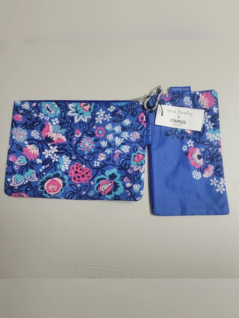 Vera Bradley + Staples NWT Carry All duo Pouch In Bloom Berry Color.